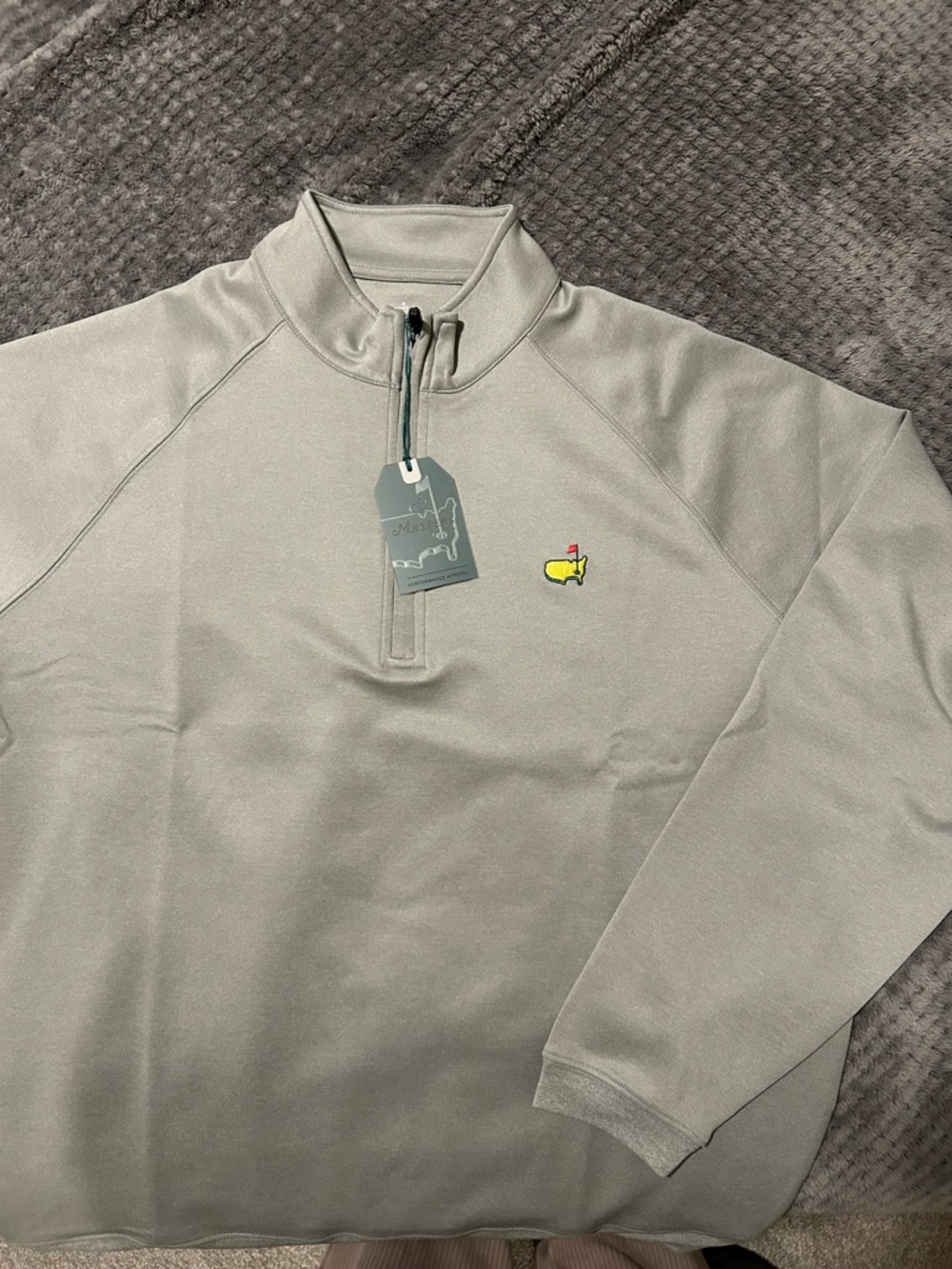 2026 Masters Gray Quarter Zip with Logo. New never worn!